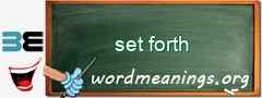 WordMeaning blackboard for set forth